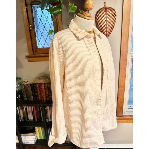 Cream Corduroy Button Up Shirt - Picture 5 of 7